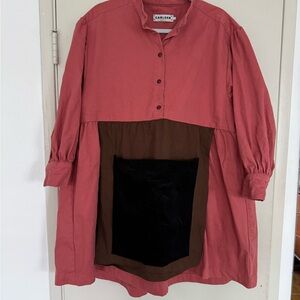 Carleen Rose Long Sleeve Colorblock Smock Dress